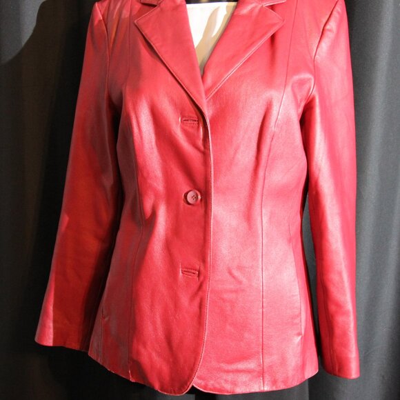 Red Siena Real 100% Leather Coat - Picture 3 of 8